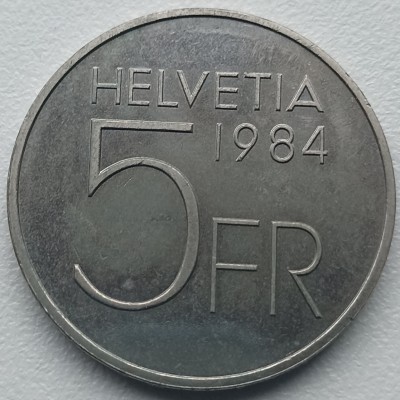 Šveicarija. 5 frankai 1984 m.