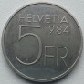 Šveicarija. 5 frankai 1984 m. Šveicarija. 5 frankai 1984 m.