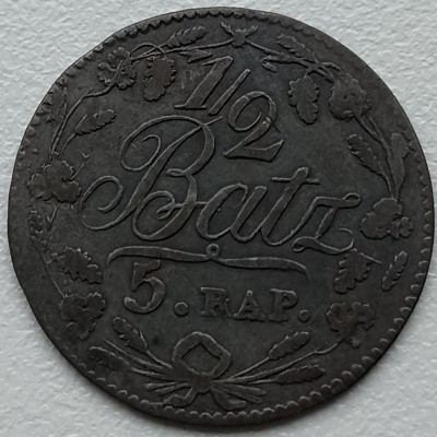Šveicarija. Vaud. 1/2 batzen 1816 m.
