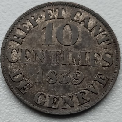 Šveicarija. Ženeva. 10 centimų 1839 m.