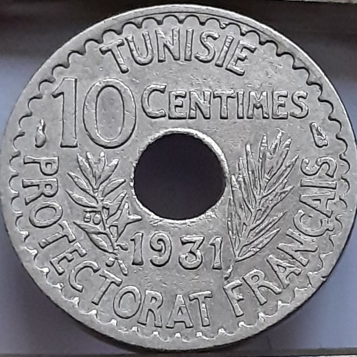 Tunisas 10 Santimų 1931 KM#259 (124.) Tunisas 10 Santimų 1931 KM#259 (124.)