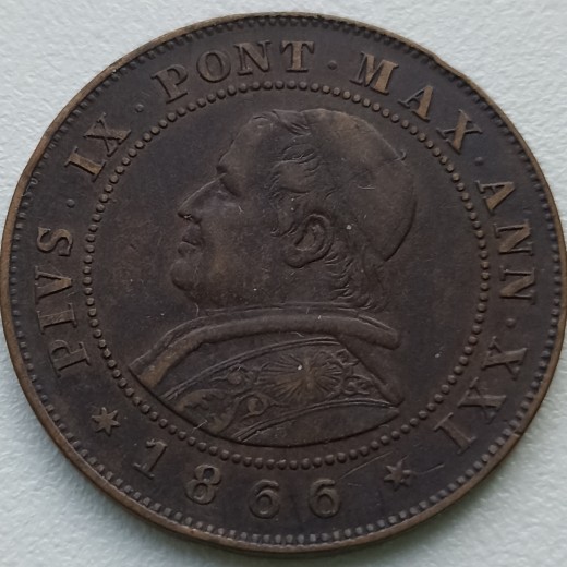 Vatikanas. 2 soldi 1866 m. Vatikanas. 2 soldi 1866 m.