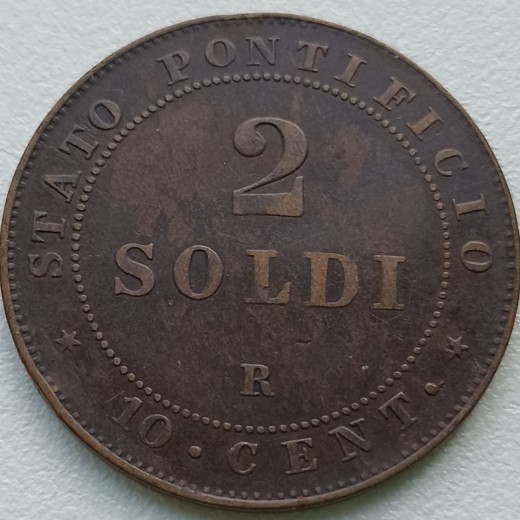 Vatikanas. 2 soldi 1866 m. Vatikanas. 2 soldi 1866 m.
