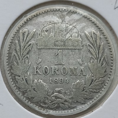 Vengrija. 1 krona 1894 m. Sidabras.