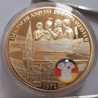 Vokietija futbolo Europos Čempionai 1972 medalis Proof (7751)