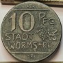 Vokietija - Worms 10 Pfennig 1918 N#50325 (B75) Vokietija - Worms 10 Pfennig 1918 N#50325 (B75)