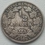 Vokietija. 1/2 markės 1906 A. Sidabras.