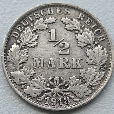 Vokietija. 1/2 markės 1918 F