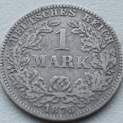 Vokietija. 1 markė 1875 F. Sidabras