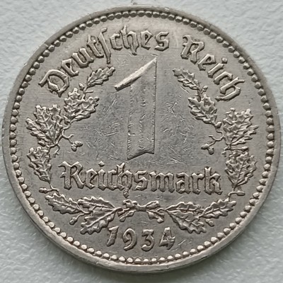Vokietija. 1 Reichmarkė 1934 A