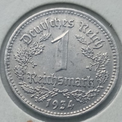 Vokietija. 1 reichsmarkė 1934 A.