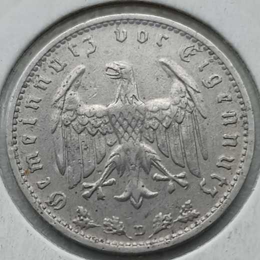 Vokietija. 1 reichsmarkė 1934 D. Vokietija. 1 reichsmarkė 1934 D.