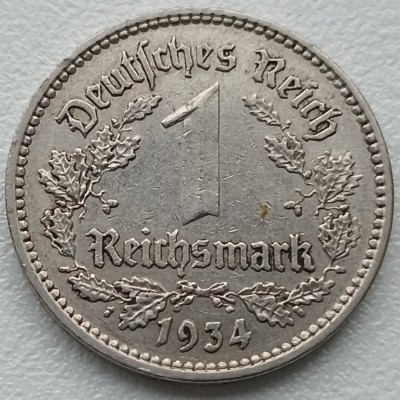 Vokietija. 1 reichsmarkė 1934 F