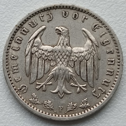 Vokietija. 1 reichsmarkė 1934 F