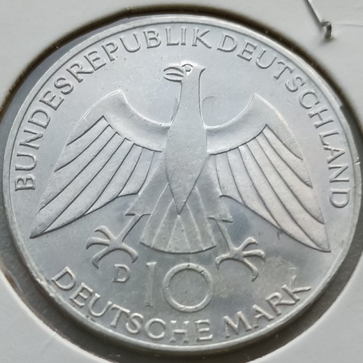 Vokietija. 10 markių 1972 D. Sidabras. Vokietija. 10 markių 1972 D. Sidabras.