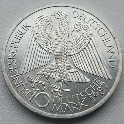 Vokietija. 10 markių 1987 m. Sidabras. Vokietija. 10 markių 1987 m. Sidabras.