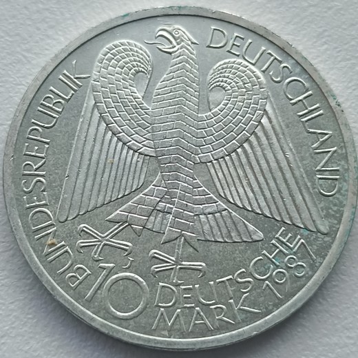 Vokietija. 10 markių 1987 m. Sidabras.