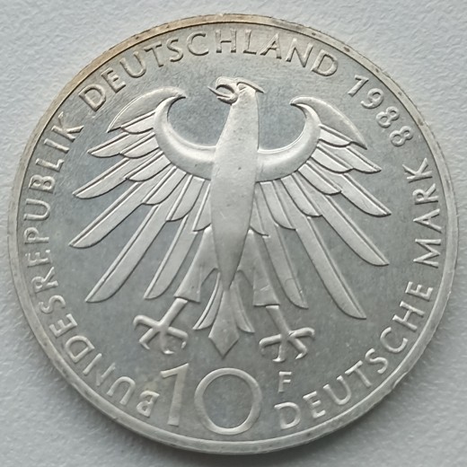 Vokietija. 10 markių 1988 m. Sidabras. Vokietija. 10 markių 1988 m. Sidabras.