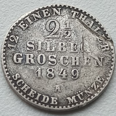 Vokietija. 2 1/2 silber groschen 1849 A. Sidabras.