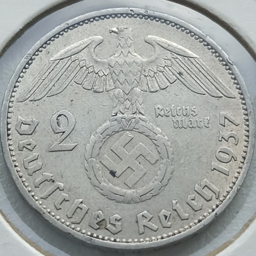 Vokietija. 2 markės 1937 A. Sidabras. Vokietija. 2 markės 1937 A. Sidabras.