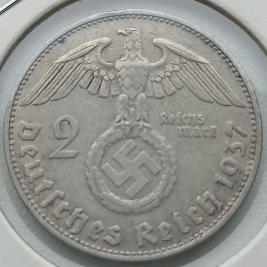 Vokietija. 2 markės 1937 D. Sidabras.