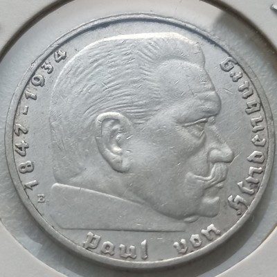 Vokietija. 2 markės 1937 E. Sidabras.