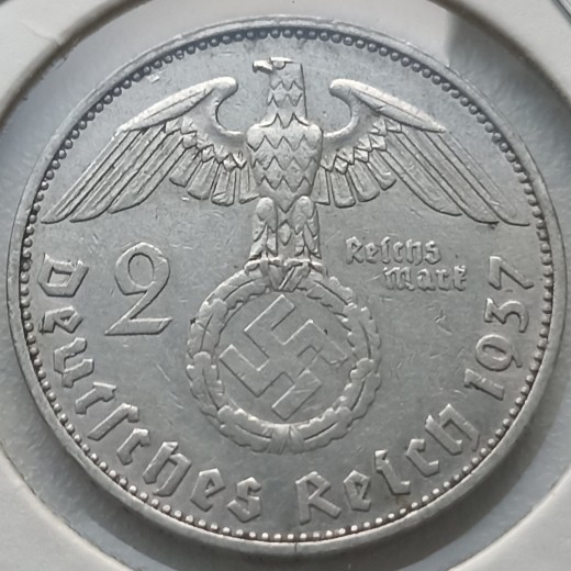 Vokietija. 2 markės 1937 E. Sidabras.