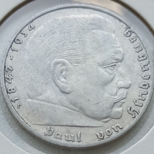 Vokietija. 2 markės 1937 F. Sidabras. Vokietija. 2 markės 1937 F. Sidabras.
