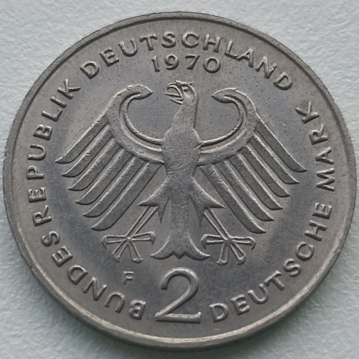 Vokietija. 2 markės 1970 F. Vokietija. 2 markės 1970 F.