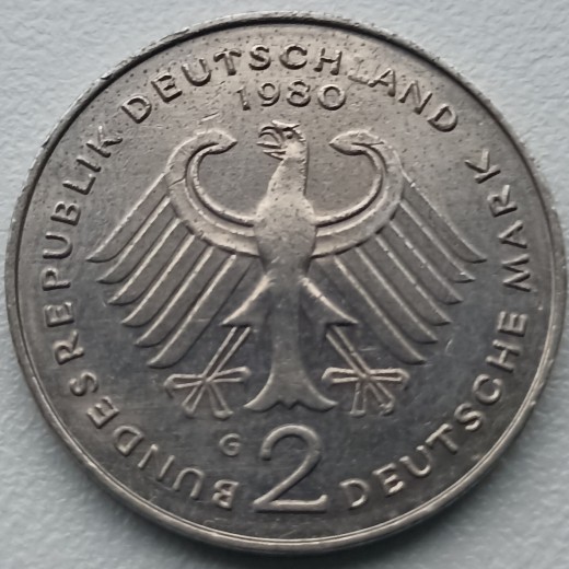 Vokietija. 2 markės 1980 G.