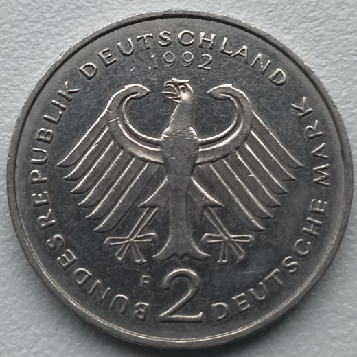 Vokietija. 2 markės 1992 F. Vokietija. 2 markės 1992 F.