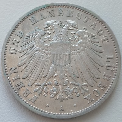 Vokietija. 3 markės 1908 m. Sidabras.