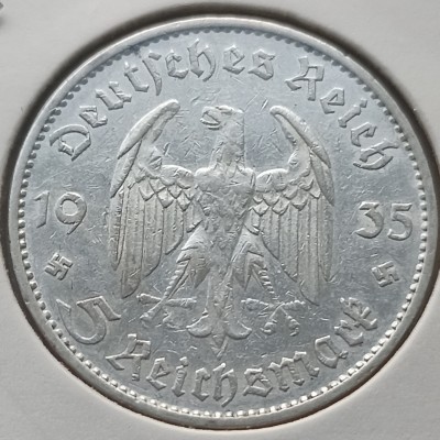 Vokietija. 5 markės 1935 E. Sidabras.