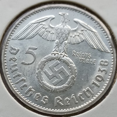 Vokietija. 5 markės 1938 G. Sidabras.