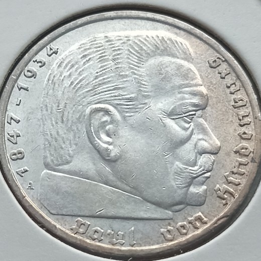 Vokietija. 5 markės 1939 A. Sidabras. Vokietija. 5 markės 1939 A. Sidabras.