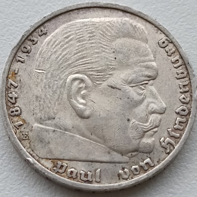 Vokietija. 5 markės 1939 E. Sidabras.