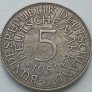 Vokietija. 5 markės 1951 J. Sidabras. Vokietija. 5 markės 1951 J. Sidabras.