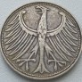 Vokietija. 5 markės 1951 J. Sidabras. Vokietija. 5 markės 1951 J. Sidabras.