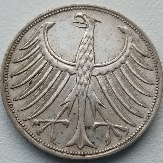 Vokietija. 5 markės 1966 G. Sidabras