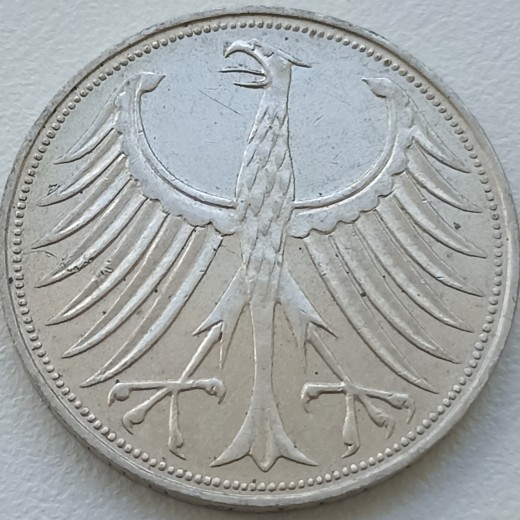 Vokietija. 5 markės 1967 D. Sidabras. Vokietija. 5 markės 1967 D. Sidabras.