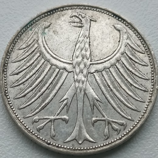 Vokietija. 5 markės 1969 G. Sidabras.