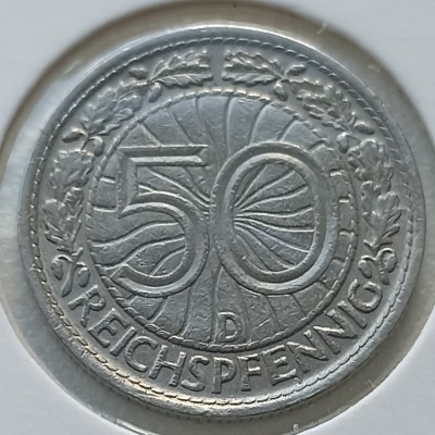Vokietija. 50 pfenigų 1928 D.