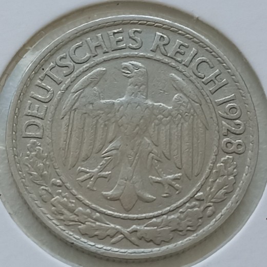 Vokietija. 50 pfenigų 1928 D. Vokietija. 50 pfenigų 1928 D.
