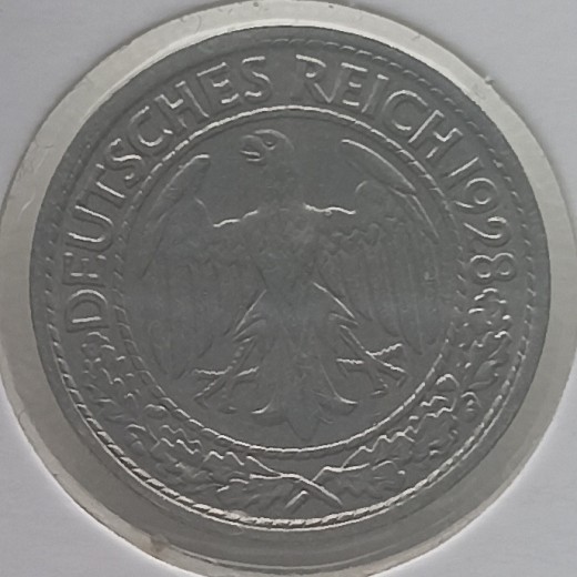 Vokietija. 50 reichsfeningų 1928 F. Vokietija. 50 reichsfeningų 1928 F.