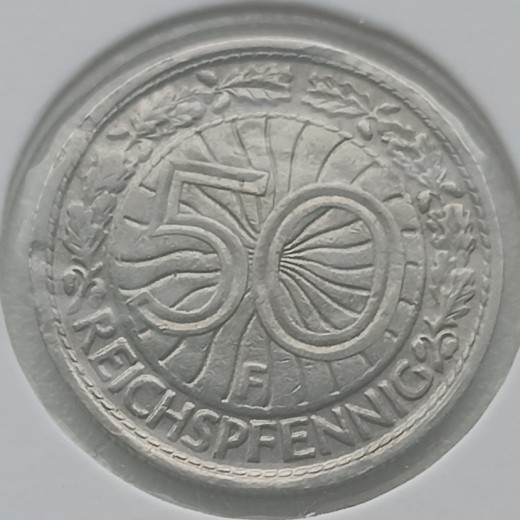 Vokietija. 50 reichsfeningų 1928 F. Vokietija. 50 reichsfeningų 1928 F.