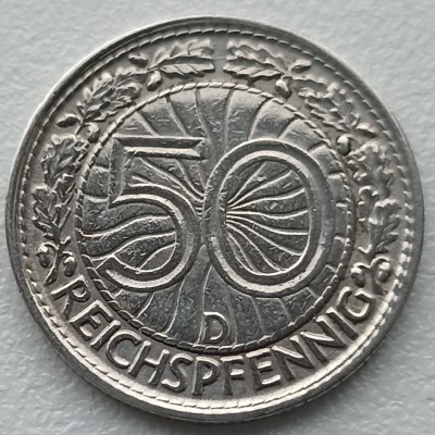 Vokietija. 50 reichspfenigų 1928 D
