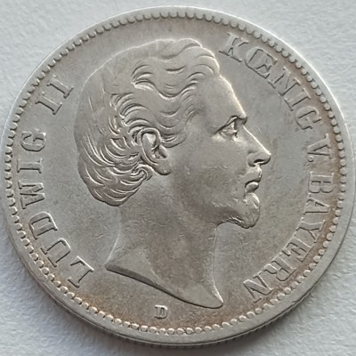 Vokietija. Bayern. 2 markės 1876 D. Sidabras