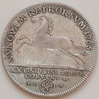 Vokietija. Brunswick. 2/3 talerio 1765 m. Sidabras.