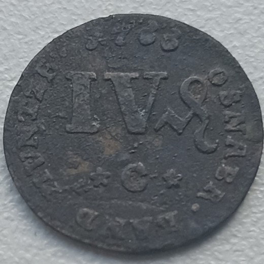 Vokietija. IV pfeningai 1766 m. Sidabras.