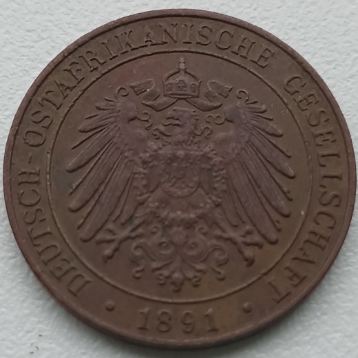 Vokietijos Rytų Afrika. 1 pesas 1891 m. Vokietijos Rytų Afrika. 1 pesas 1891 m.